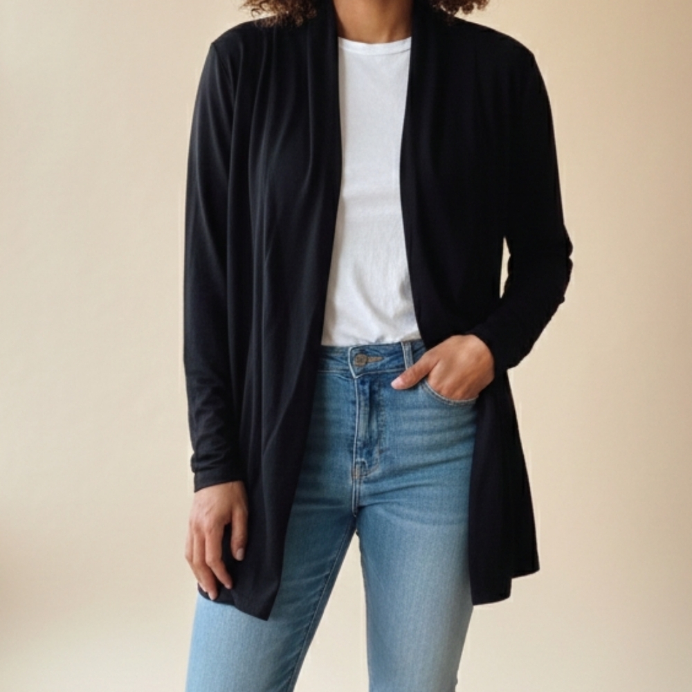 L.L. Bean Black Women's Medium Open Sweater